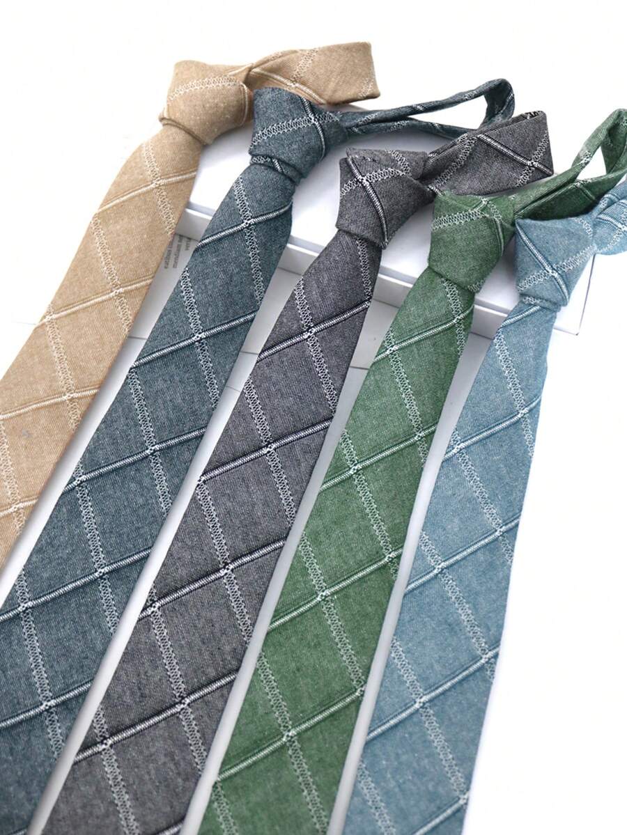 1 chiếc vải polyester nhẹ họa tiết kẻ caro mặc thường ngày dạo phố, phong cách Anh bốn mùa - Nhiều màu - Xem 1