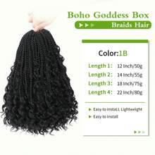 Karida 盒状辫子钩针编织发尾卷曲波西米亚嬉皮士辫子预绕女神盒状辫子头发合成编织接发女士日常节日和角色扮演编织佩戴热水定型女士接发圣诞礼物