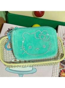 Sanrio 1 szt. Sanrio Hello Kitty Cute Cartoon przenośna portmonetka na monety, wysokiej jakości pluszowa mini przechowalnia, czarna torba na klucze