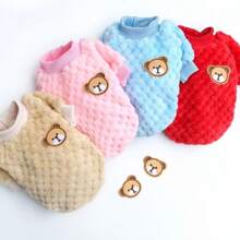 Bear Embroidery Pet Dog Vest Winter Warm Dog Clothes For Small Dogs Plush Puppy Cat Coat Yorkies Chihuahua Shih Tzu Pug Outfits