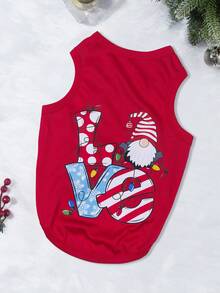 2pcs/Set Christmas Santa Claus & Love Print Anti-Flea, Reduce Shedding, Insulated & Breathable Vest For Indoor/Outdoor Cats & Dogs