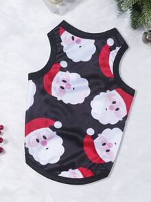 2pcs/Set Christmas Santa Claus & Love Print Anti-Flea, Reduce Shedding, Insulated & Breathable Vest For Indoor/Outdoor Cats & Dogs