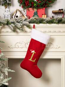 1 Pc Christmas Gold Velvet Cloth Letter Christmas Stockings Decoration, Red High-End Gold Velvet Letter Stockings Diy Name Christmas Stockings, Mother Gift Stockings, Creative Christmas Tree Ornaments, Holiday Party Atmosphere Decoration Props, Candy Gift Bags, Christmas Decorations, Home Decoration Room Decor Winter Christmas Decorations Home Christmas Gifts Christmas Decor