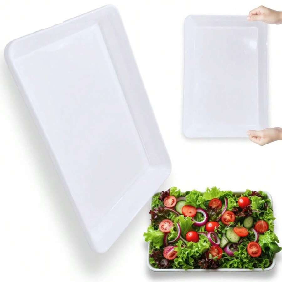 KIT 8 PLATES 40 CM RECTANGULAR PLATE FOR BUFFET RESTAURANT KITCHEN MELAMINE PREMIUM PROFESSIONAL WHITE - 白色 - 查看 1