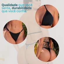 Triangle Bikini Thong Panty With Padded Butt Beach Summer Exclusive Bikini - Black - View 7