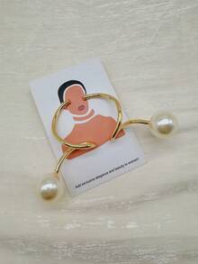 Women's Earring Line Design With Pearl Vintage Luxury Elegant Fashion - 金色 - 查看 1