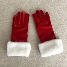 Weihnachts-/Neujahrsparty Performance Handschuhe - Kurze Samthandschuhe mit flauschigem Saum, warmes Handaccessoire für Feiertagsereignisse