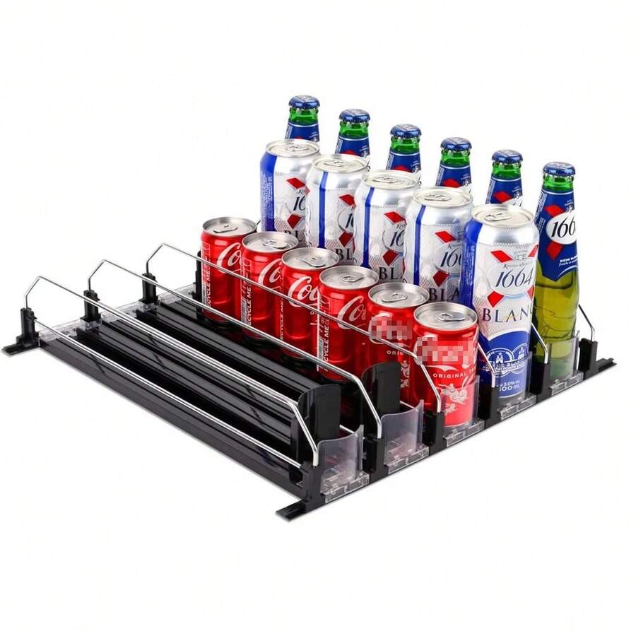 Canned Beverage Push Rack Drink Organizer Dispenser Spring Push