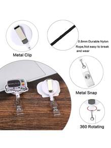 1 pieza Carrete retráctil giratorio con clip fácil de tirar, portabadges retráctiles con clip, carrete de identificación con clip lindo para enfermera, médico, estudiante, reunión, escuela, oficina