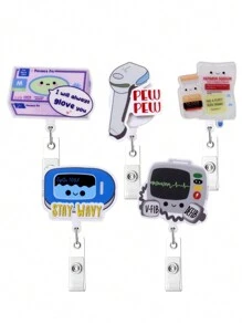 1 pieza Carrete retráctil giratorio con clip fácil de tirar, portabadges retráctiles con clip, carrete de identificación con clip lindo para enfermera, médico, estudiante, reunión, escuela, oficina