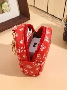 1 件女式迷你卡通印花 PU 皮革钥匙扣 - 多功能零钱包、卡夹、耳机盒和钥匙链、时尚配饰和小礼物 - 鑰匙扣 - 查看 8