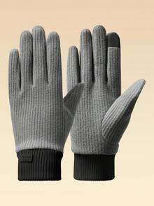 1 cặp Găng tay ấm áp bằng vải polyester chắp vá thông thường, thích hợp cho hoạt động ngoài trời, đạp xe, đi làm vào mùa đông - găng tay nữ - Xem 9