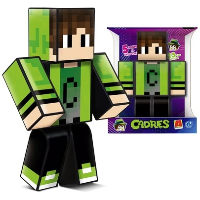Boneco Minec raft Cadres Médio Youtuber Gamer 25cm