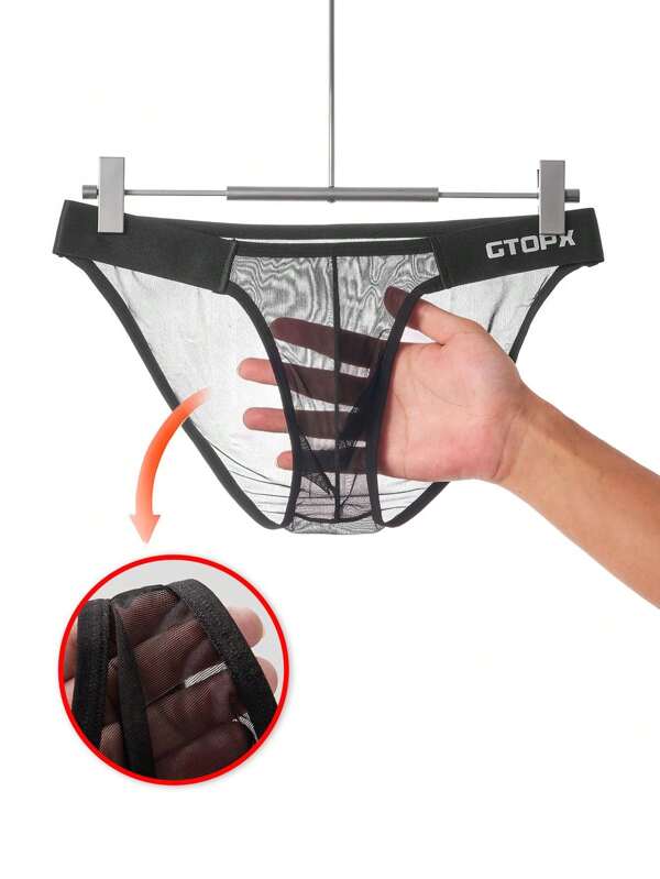Ropa interior sexy para hombres, transpirable y cómoda, con cintura delgada y adhesiva, de malla de doble cara y diseño en U convexo de baja cintura
