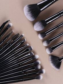 20件套新手化妆刷套装 - 眼影刷、唇刷、散粉刷、面膜刷、粉底刷，超柔软，便携，化妆刷套装，化妆刷套装，化妆刷套装，全套化妆工具，化妆刷套装，全套化妆工具，化妆刷套装，化妆礼盒套装 - 黑色 - 查看 4