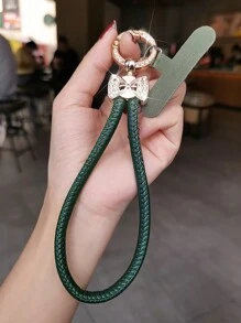 水钻蝴蝶结皮革腕带，女士时尚手机挂绳短款奢华装饰 - 彩色 - 查看 14