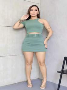 Women's Ibiza Short Skirt Set - Màu xanh lam - Xem 4