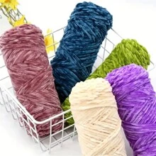 Pacote com 1 fio de poliéster chenille, 100 g cada, fio grosso para tricô de crochê em cores sortidas para artesanato, chapéus, cobertores, cachecóis - fio de lã macio e grosso para projetos de crochê para iniciantes e adultos - Multicolorido - Ver 9