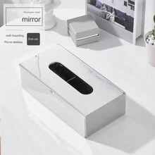 1pc Countertop Tissue Box, Stainless Steel Facial Tissue Dispenser, Napkin Holder, Can Be Placed On Countertop Or Wall-Mounted, For Living Room, Dining Room, Bathroom, Bedroom, Home Essential - Available In Glossy, Brushed, Black, Gold Home Bathroom Decor Bathroom Organizer Summer Back To School