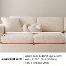 1pc Elastic Dual-Sided Plush Sofa Cover, New 2024 Autumn/Winter Thick Fleece Warm Anti-Skid Cushion, Pet Friendly - Beige - View 14