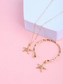 1 套女孩首饰套装，金色锌合金配饰，包括手链和项链，多元素礼品套装，适合生日、节日、派对、圣诞节 - 彩色 - 查看 12