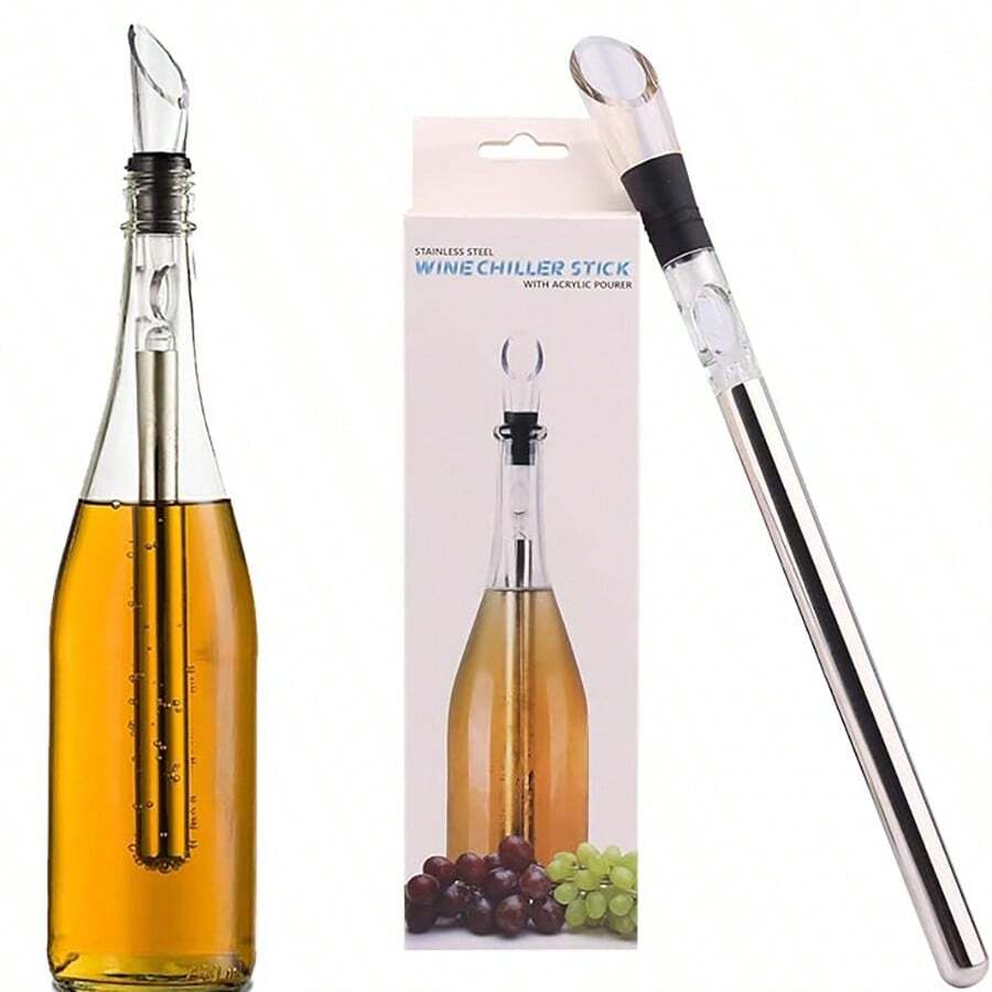 葡萄酒冷却棒 不锈钢葡萄酒瓶冷却器 带曝气器和倒酒器 快速瓶冷却棒 用于冷却和曝气 无冰葡萄酒冷却器 葡萄酒配件 送给葡萄酒爱好者的礼物、情人节礼物、户外、露营礼物 - 彩色 - 查看 1