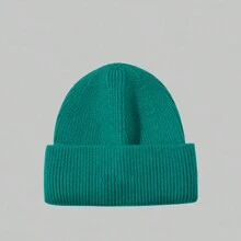 1pc Fashionable Classic Acrylic Knit Beanie Hat, Warm And Solid Color Versatile Ski Cap - Solid Color Knitted Beanie - View 12