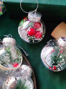 1pc 6cm Bola de decoração transparente, enfeite de árvore de Natal para pendurar, vários padrões, para decoração de feriado