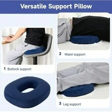 Donut Pillow For Tailbone Pain Bed Sore,Hemorrhoid Pillow Seat Cushion For Long Sitting Butt Pressure Relief Postpartum Post Surgery, Memory Foam Coccyx Cushions Doughnut Pillow - 藏蓝色 - 查看 3