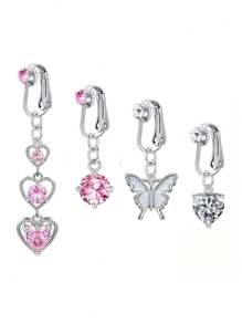 CIZME 假肚脐环 夹式肚脐环 假肚脐穿孔 假耳环 假肚脐穿孔 - 銀色/金色 - 查看 18