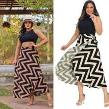 Kit 2 Saia Envelope  Plus Size Longa Amarração Ajustável Várias formas de Usar - ZIG ZAG BEGE/ZIG ZAG OFF WITH - Visão 2