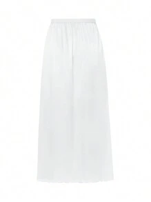 Women Half Slip Underskirt, Solid Color Elastic Waist Inner Lining For Midi Skirt - White - View 4
