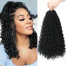 Karida 盒状辫子钩针编织发尾卷曲波西米亚嬉皮士辫子预绕女神盒状辫子头发合成编织接发女士日常节日和角色扮演编织佩戴热水定型女士接发圣诞礼物