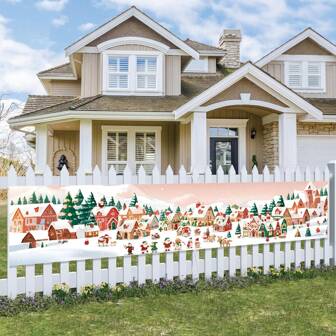 Polyester Christmas Yard Decorative Banner - Cozy Corner Design Background - Polyester Hanging Flag For Room Decor, No Electricity Needed - Ideal For Home & Outdoor Holiday Decoration