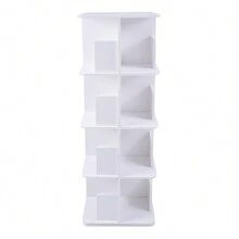 360° Rotating Bookshelf, 4 Tier Standing Bookcase, Small Corner Bookcase - White - View 7