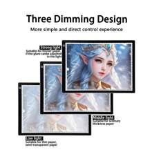 1 件钻石画灯垫,A3 尺寸艺术绘图板,艺术家描图灯箱,家庭节日礼物,生日礼物,2 种款式 - 带支架:3 种色温,8 种亮度等级 + 无级调光;不带支架:纯白色发光,3 种亮度等级。适用于钻石画、绘画、动画、标本和沙画创作 - 彩色 - 查看 9