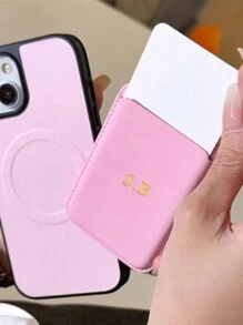 Personailze Custom Name Magsafe Magnetic Leather Wallet Card Holder Compatible With Iphone 14 Pro Max 13 12 11 Card Clip Phone Case