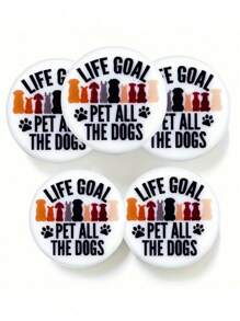 5 件/套硅胶人物珠，“Life Goal Pet All The Dogs”硅胶焦点珠，创意 DIY 手工串珠笔，彩色圆珠，钥匙扣，珠宝配饰 - 彩色 - 查看 8