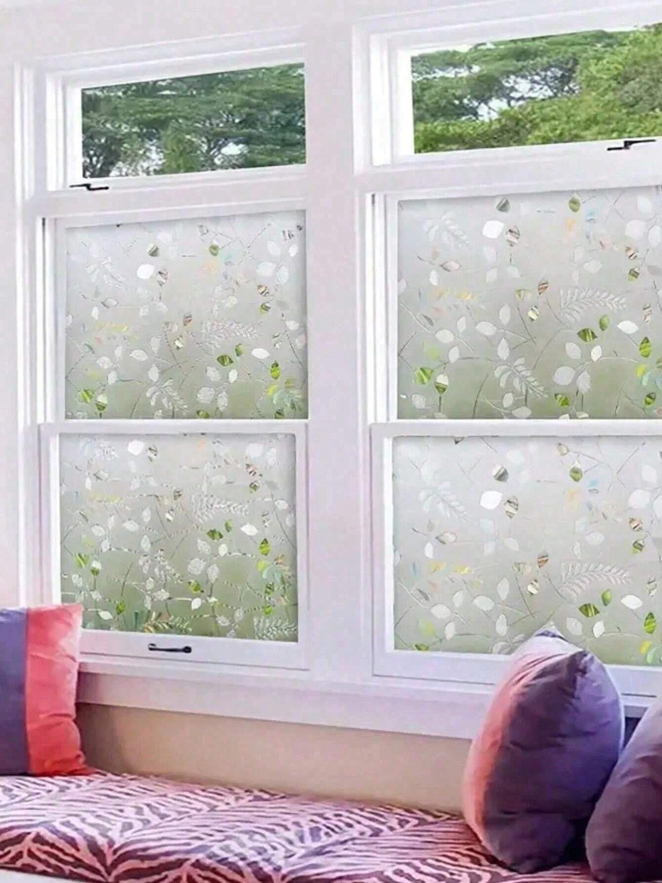 1M/3M FourLeaf Clover Printed Static Cling Glass Film, Translucent PVC