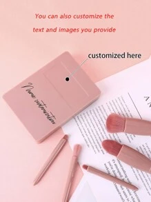 Personalized Name Picture 5 Makeup Brush Set Travel With Mirror Eyeshadow Loose Powder Blush Brush Makeup Concealer Brush Beauty Tools