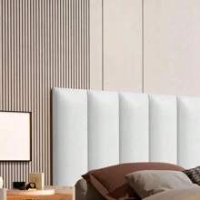 Modular Upholstered Leatherette Headboard Kit With Decorative Adhesive Plate 60x20cm - 黑色 - 查看 1