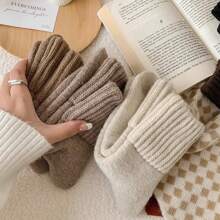 5 Pairs Christmas Gift Set Women's Solid Color Thick Terry Socks, Retro Coffee Tone, Versatile Warm Socks For Autumn/Winter - Multicolor - View 3
