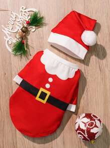 1 chiếc áo nỉ Giáng sinh cho thú cưng, chủ đề ông già Noel, trang phục ấm áp cho chó cỡ nhỏ đến trung bình, mùa thu/đông - Nhiều màu - Xem 11
