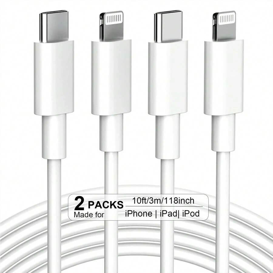 1/2 件 [6.6 英尺/2 米，10 英尺/3 米] 汽车 Carplay 快速充电器电缆兼容 iPhone USB A 至闪电电缆兼容 iPhone 14/13/12/11 Pro Max/Xs Max/Xr/Xs/X/8/7 等