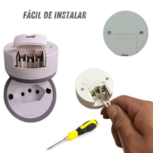 Kit 4 Round Surface-Mounted Sockets 10A 250v Inmetro Standard - Xám - Xem 3
