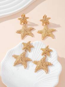 Hoa tai kẹp thời trang dành cho nữ, chất liệu hợp kim đồng, phong cách ngôi sao năm cánh theo chủ đề đại dương, thiết kế Boho cổ điển, phụ kiện xa hoa được chế tác tỉ mỉ với cảm giác kim loại cổ điển, vẻ ngoài lộng lẫy và trang trọng, thể hiện kỹ năng và niềm đam mê của nghệ nhân trong từng tác phẩm. - Ngôi sao - Xem 2