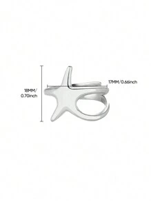 1PC Stainless Steel Star Rings For Women 18K Gold Plated Starfish Ring Stainless Steel Daily Wear Jewelry - Multicolor - View 9