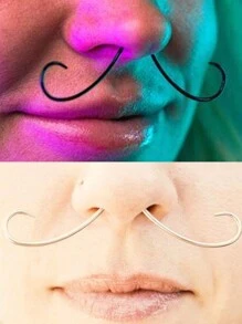 CIZME Mustache Septum Ring Septum Rings Septum Jewelry Septum Rings 16g Septum Piercing Septum Pincher 16 Gauge Septum Nose Rings Mustache Nose Ring Septum Silver Gold Black, - Septum Rings - View 9