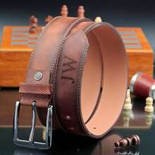 Sabuk Ulang Tahun yang Dipersonalisasi - Sabuk Buatan Tangan Kustom untuknya, Hadiah Hari Valentine untuk Suami, Hadiah Unik untuk Pacar, Warna Cokelat Muda - beraneka warna - View 7