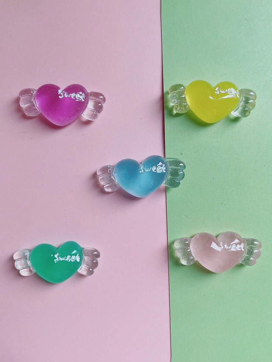 10 件彩色夜光心形 DIY 配件，适用于手机壳、珠宝、鞋子 - 彩色 - 查看 1